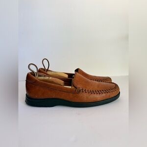 Johnston & Murphy Shoes Mens 9.5 M Casual Loafers Brown Leather Moc Toe Slip On